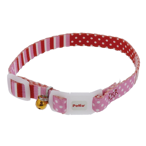 [ペティオ] CAT COLLAR ボーダードットカラー ピンク