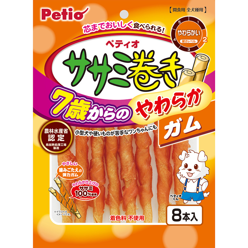 ［ペティオ(直送)］7歳からのやわらか ササミ巻きガム 8本 ※メーカー直送 ※発注単位・最低発注数量(納価合計：税抜７万円以上)にご注意下さい