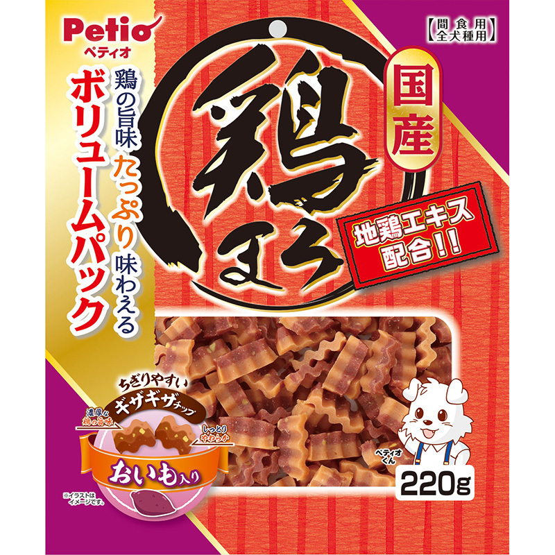 ［ペティオ(直送)］鶏まろ ギザギザチップ おいも入り 220g ※メーカー直送 ※発注単位・最低発注数量(納価合計：税抜７万円以上)にご注意下さい