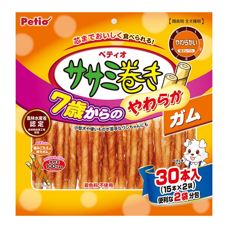 ［ペティオ(直送)］7歳からのやわらか ササミ巻きガム 30本 ※メーカー直送 ※発注単位・最低発注数量(納価合計：税抜７万円以上)にご注意下さい