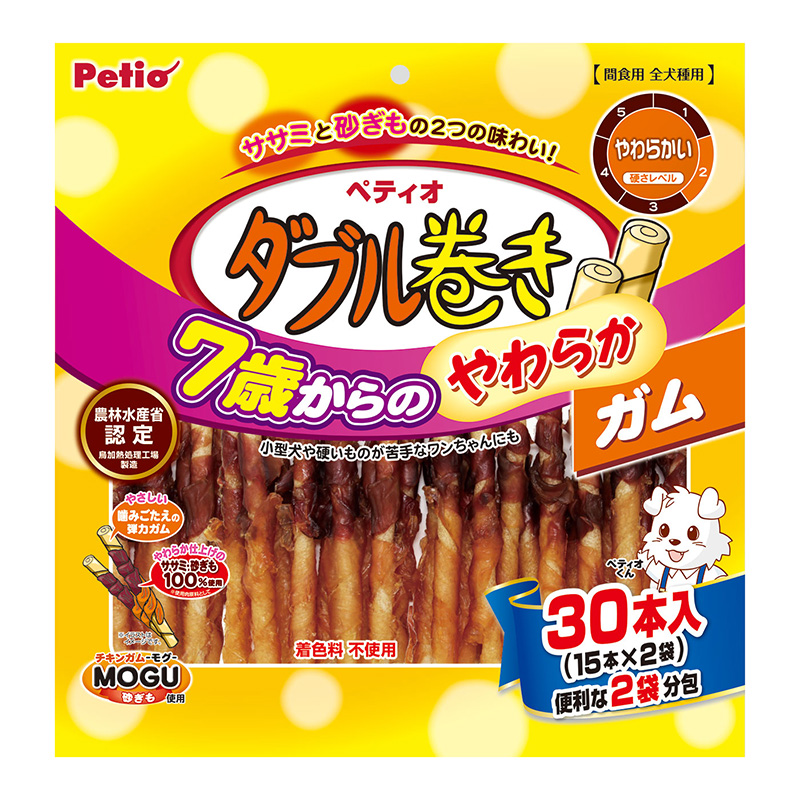 ［ペティオ(直送)］7歳からのやわらか ダブル巻きガム 30本 ※メーカー直送 ※発注単位・最低発注数量(納価合計：税抜７万円以上)にご注意下さい