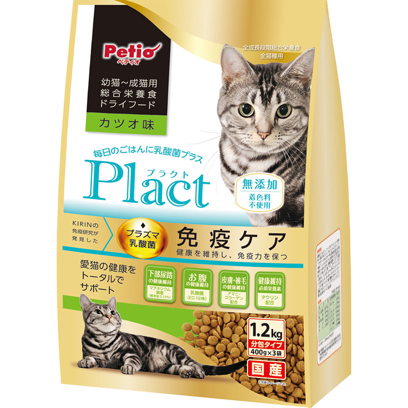 ［ペティオ］プラクト キャット ドライフード 幼猫～成猫用 カツオ味 1.2ｋg