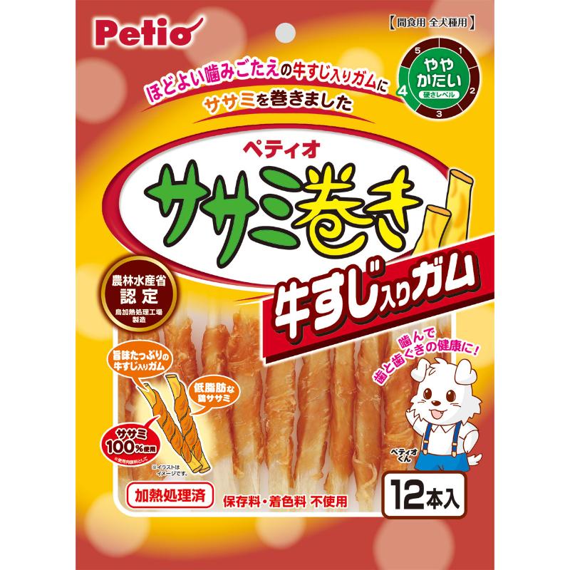［ペティオ］ササミ巻き 牛すじ入りガム 12本入