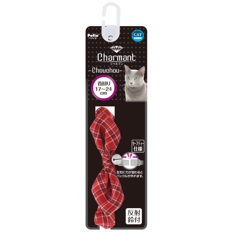 ［ペティオ］シャルマン キャットカラー シュシュ チェック レッド