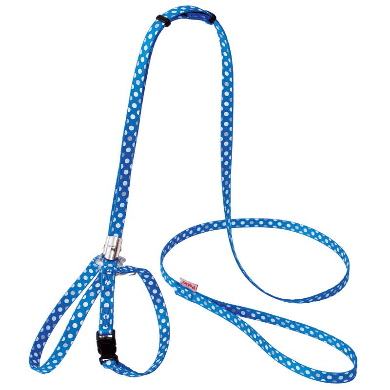［ペティオ］CAT HARNESS ドットハーネスリード ブルー