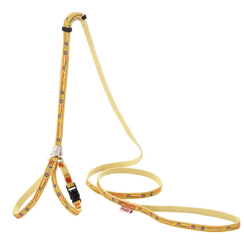 ［ペティオ］猫小町ハーネスリード 和桜 イエロー