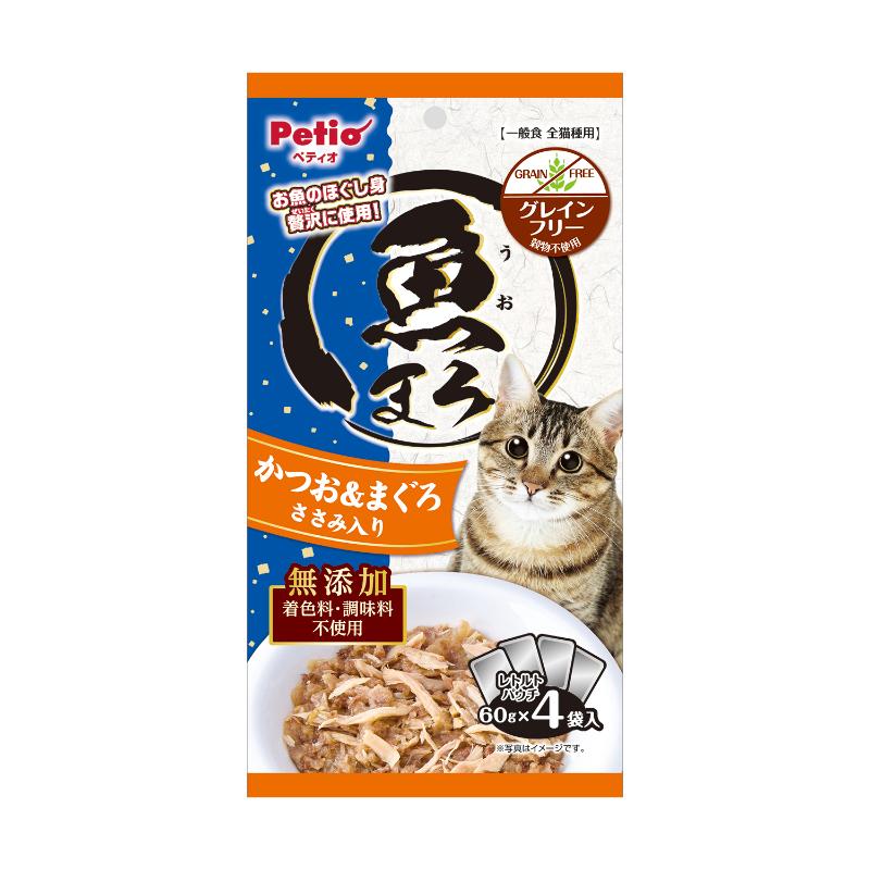 ［ペティオ］魚まろ かつお＆まぐろ ささみ入り 60g×4袋入