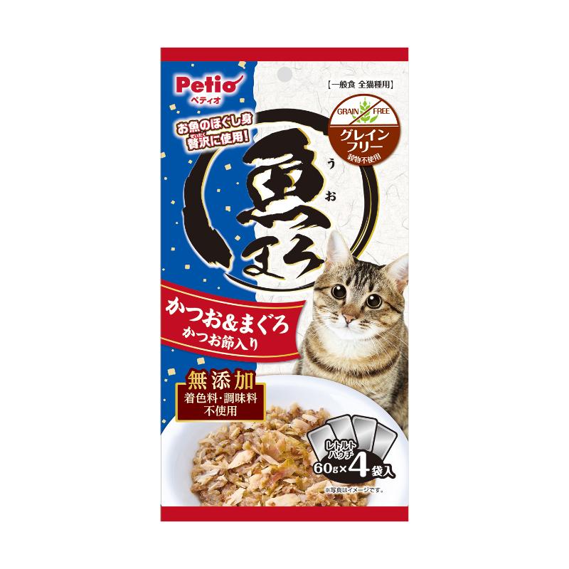 ［ペティオ］魚まろ かつお＆まぐろ かつお節入り 60g×4袋入