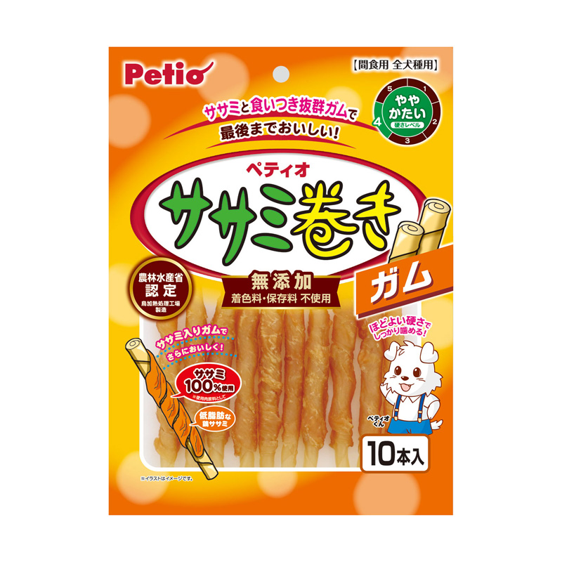 ［ペティオ(直送)］ササミ巻き ガム 10本入 ※メーカー直送 ※発注単位・最低発注数量(納価合計：税抜７万円以上)にご注意下さい【値上げ前セール】