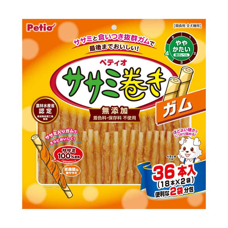 ［ペティオ(直送)］ササミ巻き ガム 36本入 ※メーカー直送 ※発注単位・最低発注数量(納価合計：税抜７万円以上)にご注意下さい【値上げ前セール】