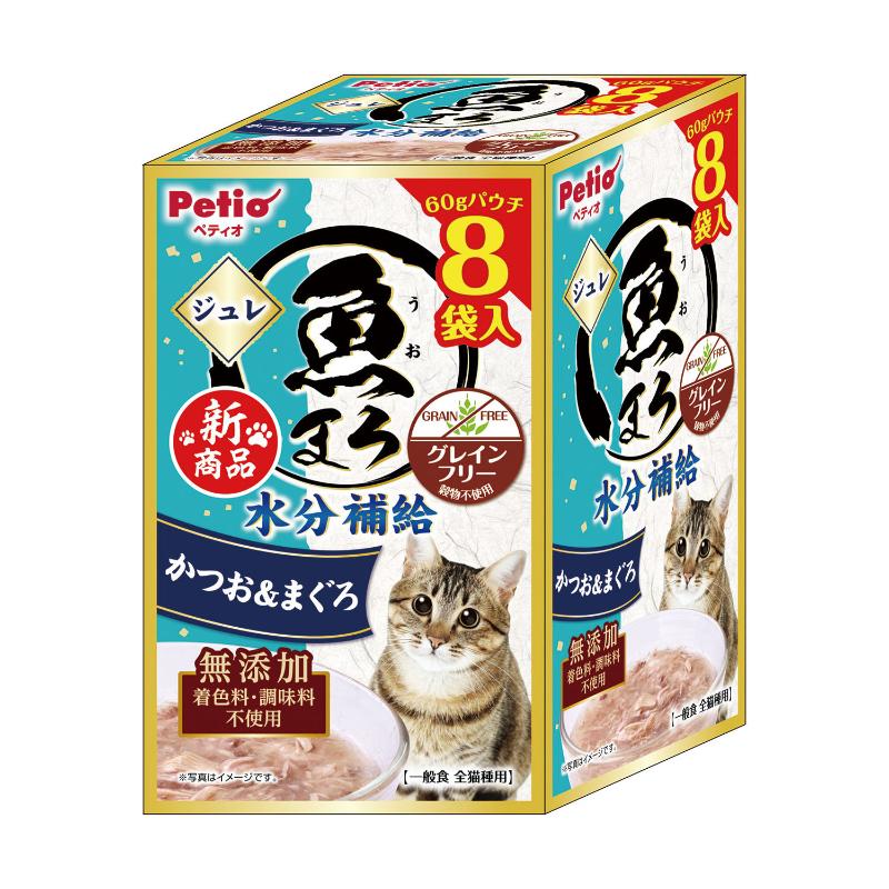 ［ペティオ］魚まろ 水分補給ジュレパウチ かつお＆まぐろ 60g×8袋入