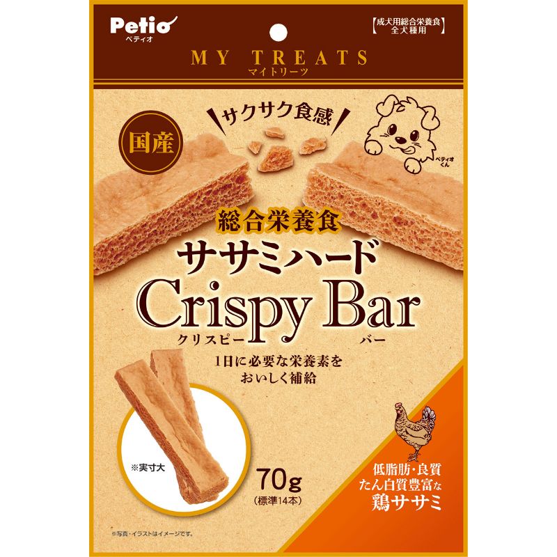 ［ペティオ］マイトリーツ 総合栄養食 ササミハードクリスピーバー 鶏ササミ70g