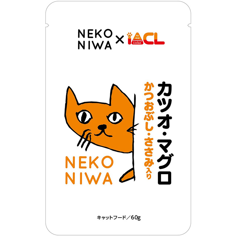 [イトウ＆カンパニー] NEKONIWA 猫パウチ カツオ・マグロ かつおぶし・ささみ入り 60g
