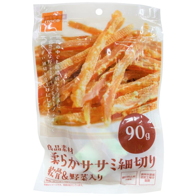 ［イトウ＆カンパニーリミテッド］良品素材 柔らかササミ細切り軟骨＆野菜入り 90g