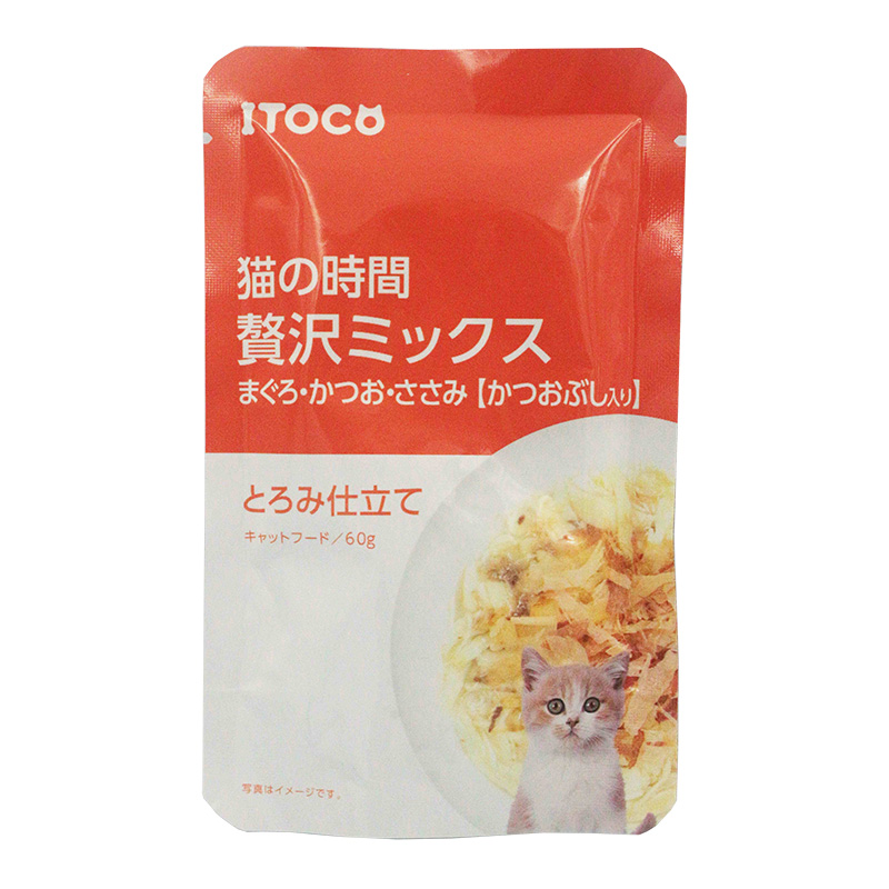 ［イトウ＆カンパニーリミテッド］猫の時間 贅沢ミックス まぐろ・かつお・ささみ かつおぶし入り 60g