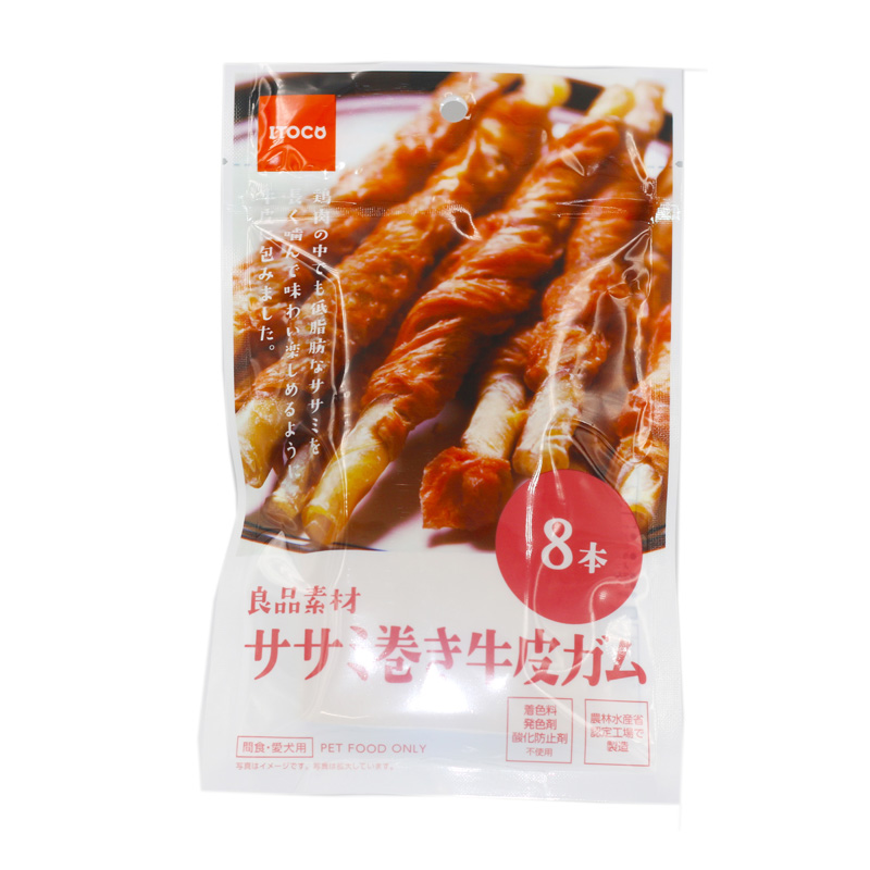 ［イトウ＆カンパニーリミテッド］良品素材 ササミ巻き牛皮ガム 8本