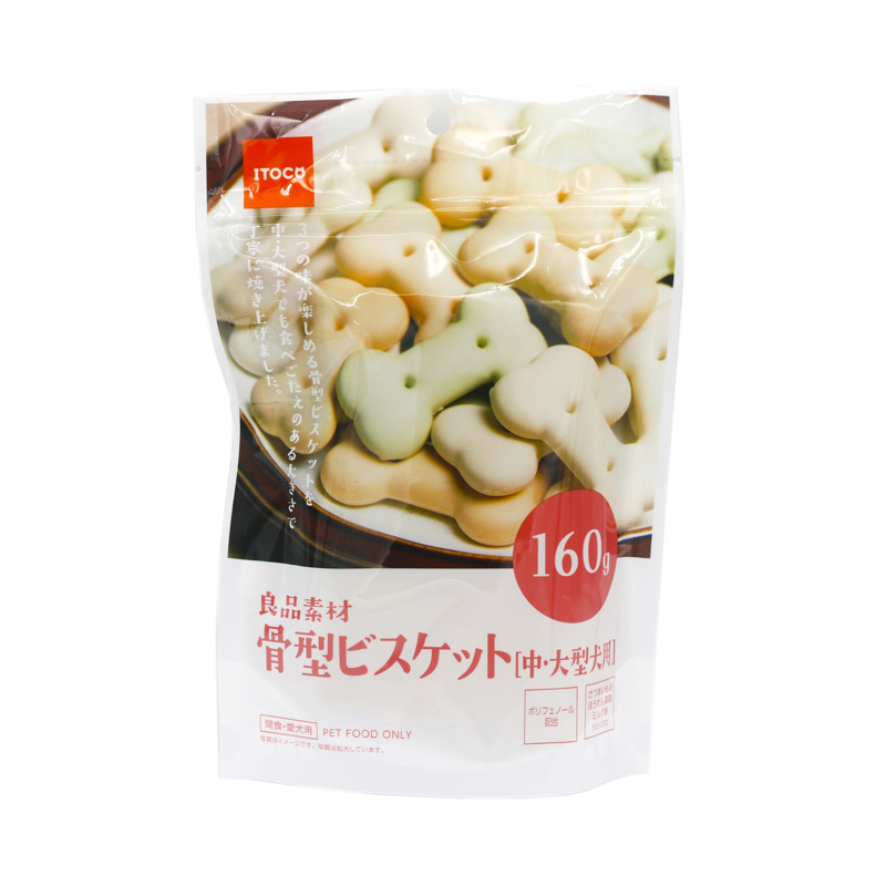 [イトウ&カンパニーリミテッド]良品素材 骨型ビスケット中･大型犬用 160g