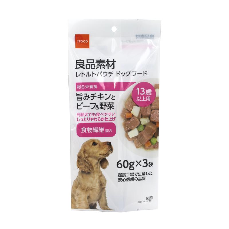 ［イトウ＆カンパニーリミテッド］良品素材 13歳以上用旨みチキンとビーフ＆野菜 60g×3袋