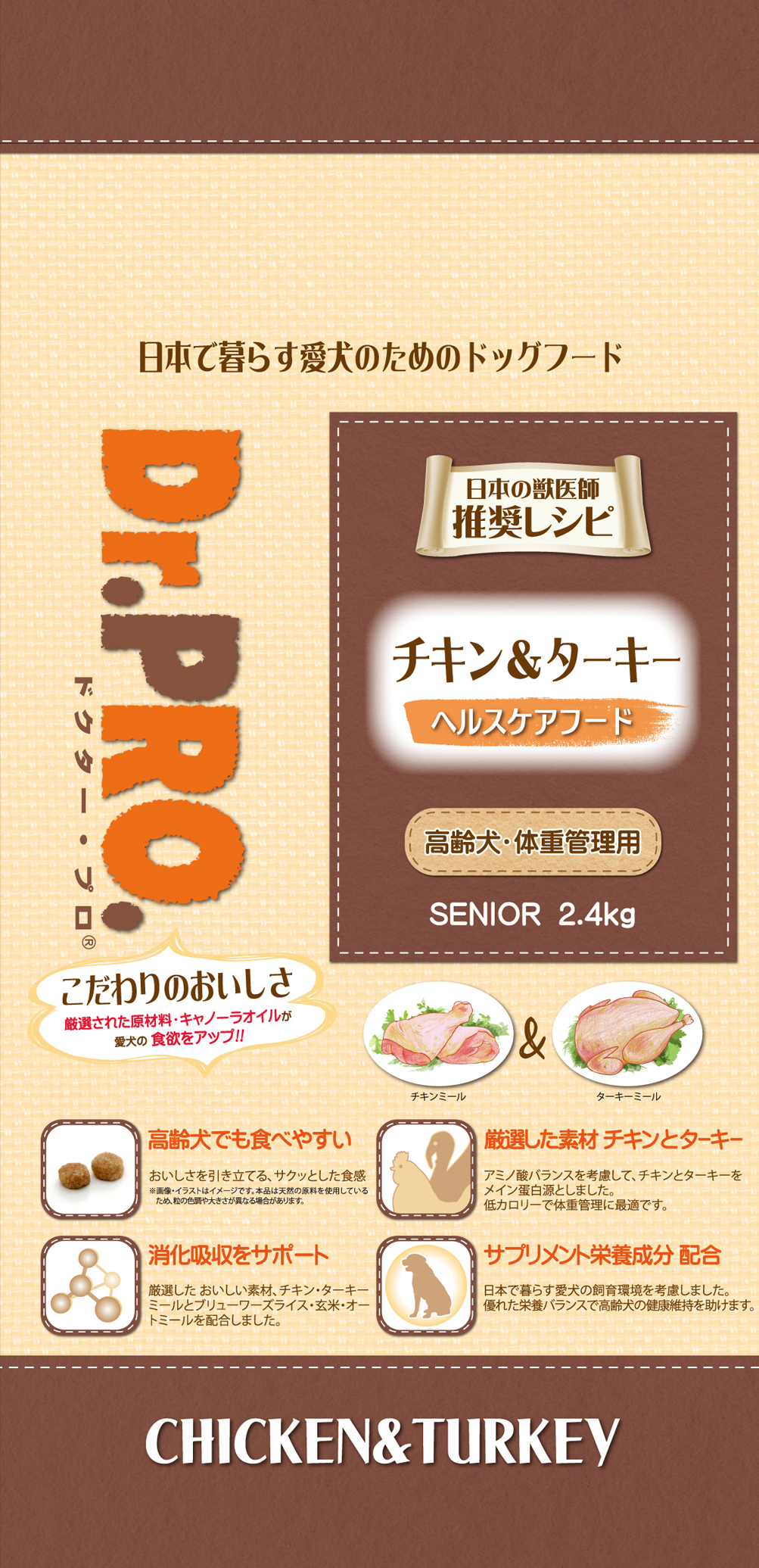 ニチドウ Dr Pro チキン ターキー 高齢犬 体重管理用 2 4kg 通販サイト掲載販売不可 ペット用品の仕入は Petポチッと で