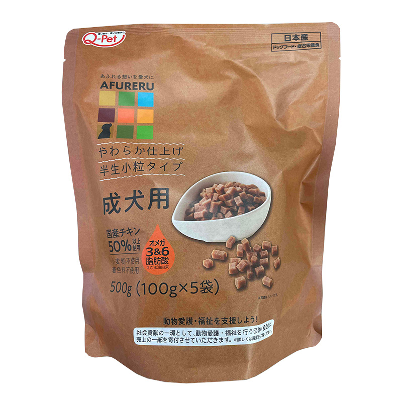 ［九州ペットフード］AFURERU 総合栄養食 成犬用 500g(100g×５袋)