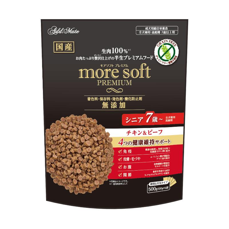 ［ペティオアドメイト］moresoftプレミアム チキン＆ビーフ シニア 500g