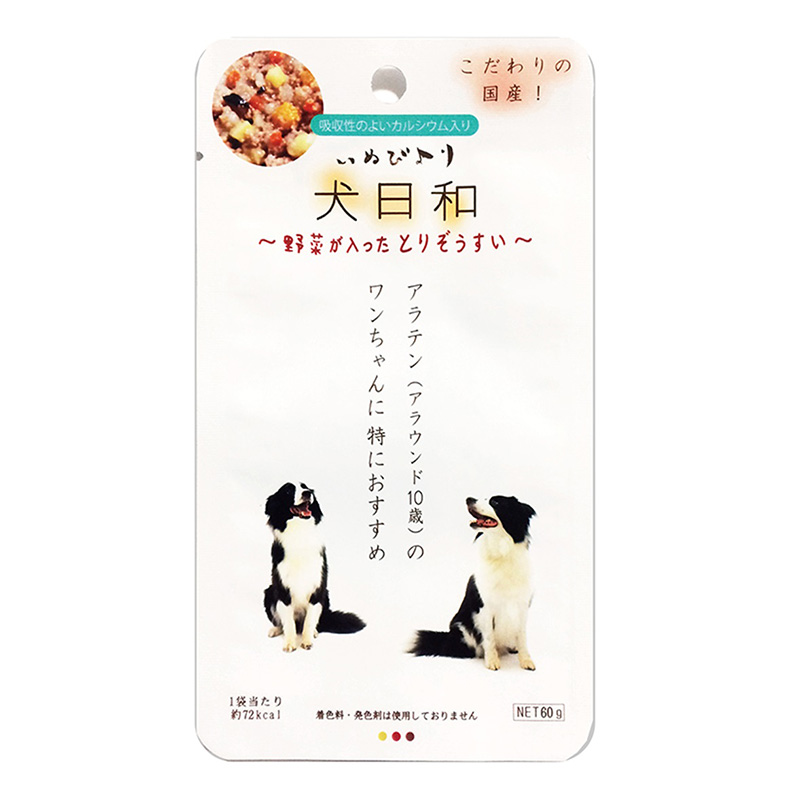 [わんわん(直送)] 犬日和レトルト 野菜が入ったとりぞうすい 60g ／1ケース（60点） ※発注単位・最低発注数量(1ケース以上)にご注意下さい