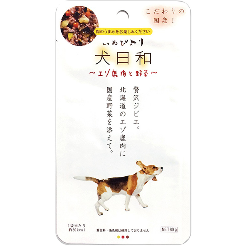 [わんわん(直送)] 犬日和レトルト エゾ鹿肉と野菜 60g ／1ケース（60点） ※発注単位・最低発注数量(1ケース以上)にご注意下さい