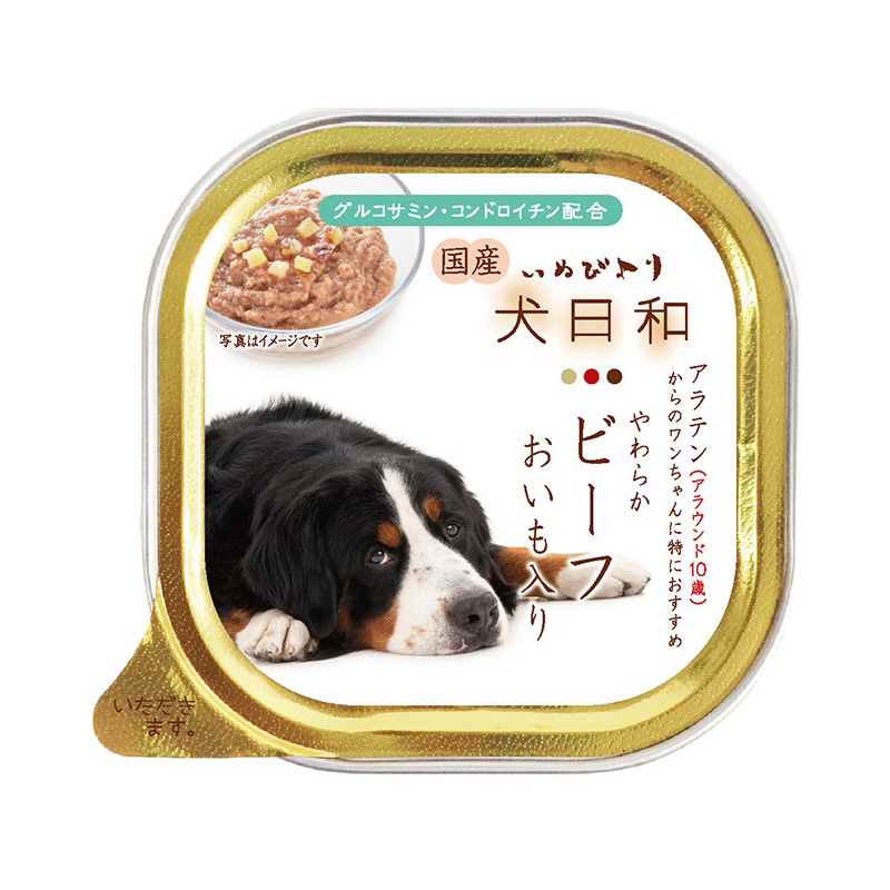 [わんわん(直送)] 犬日和トレイ ビーフ アラウンド10歳 100g ／1ケース（96点） ※発注単位・最低発注数量(1ケース以上)にご注意下さい