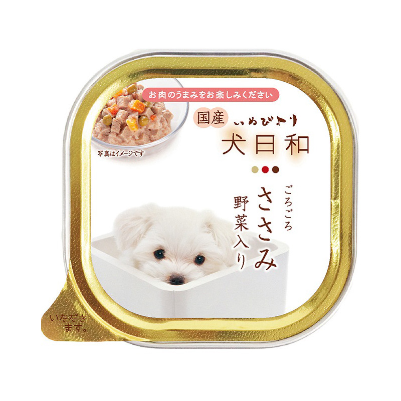 [わんわん(直送)] 犬日和トレイ ささみ 野菜入り 100g ／1ケース（96点） ※発注単位・最低発注数量(1ケース以上)にご注意下さい