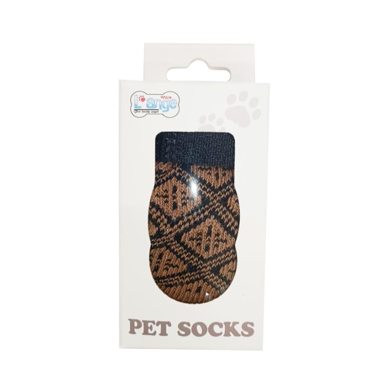 ［アライブ］DOG SOCKS アーガイルブラウン S