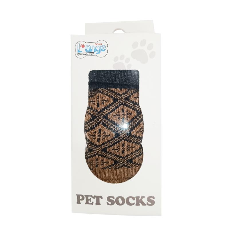 ［アライブ］DOG SOCKS アーガイルブラウン M