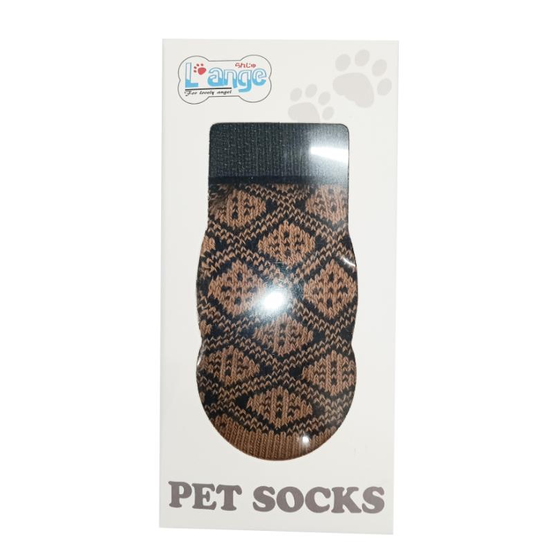 ［アライブ］DOG SOCKS アーガイルブラウン L