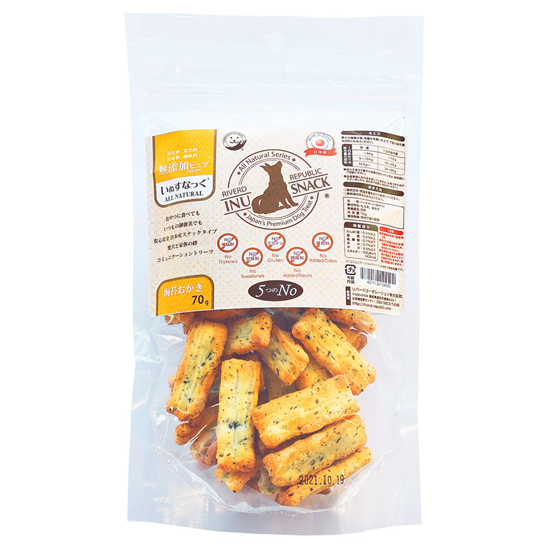 リバードコーポレーション いぬすなっく 無添加ピュアシリーズ 海苔おかき 70g ペット用品の仕入は Petポチッと で