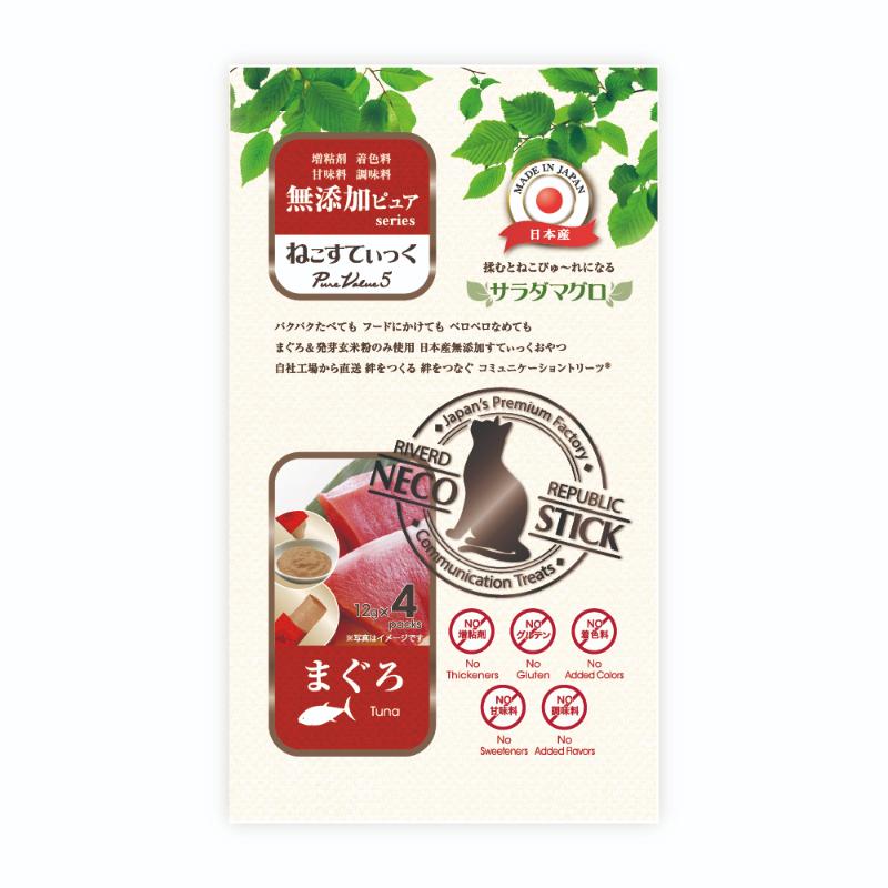 ［リバードコーポレーション(直送)］ねこすてぃっく 無添加ピュア PureValue5 サラダマグロまぐろ 12g×4本
