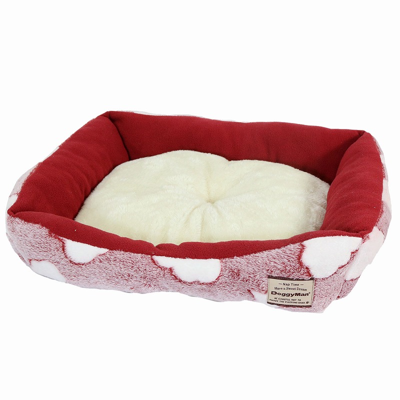 【アウトレット】[ドギーマンハヤシ]あったかプラス スクエアベッド M ムーンナイト ワインレッド