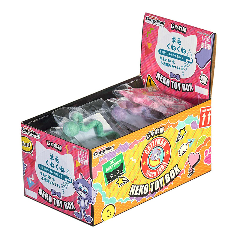 【アウトレット】［ドギーマンハヤシ］じゃれ猫 NekoToyBox 羊毛くねくね 18コ入り