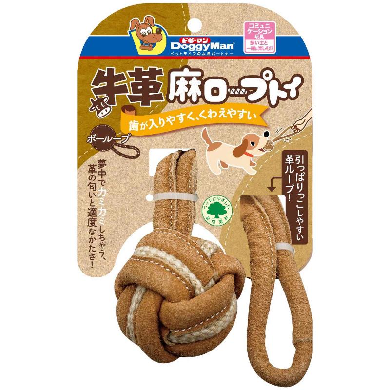 ［ドギーマンハヤシ］牛革麻ロープトイ ボーループ
