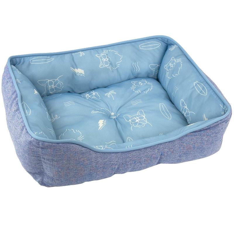 ［ドギーマンハヤシ］クールズ スクエアベッドS サマーライド そよかぜブルー