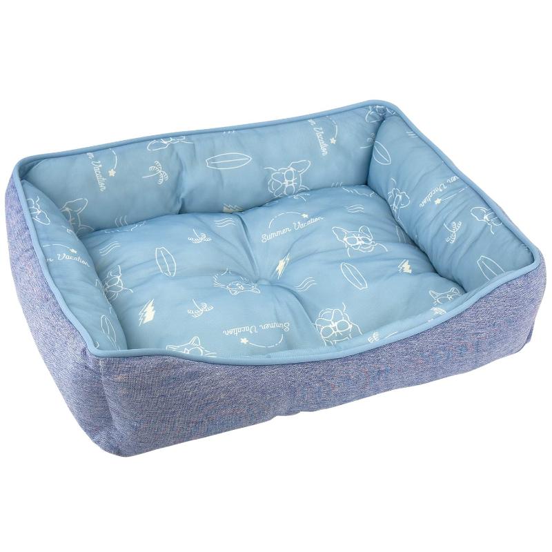 ［ドギーマンハヤシ］クールズ スクエアベッドM サマーライド そよかぜブルー