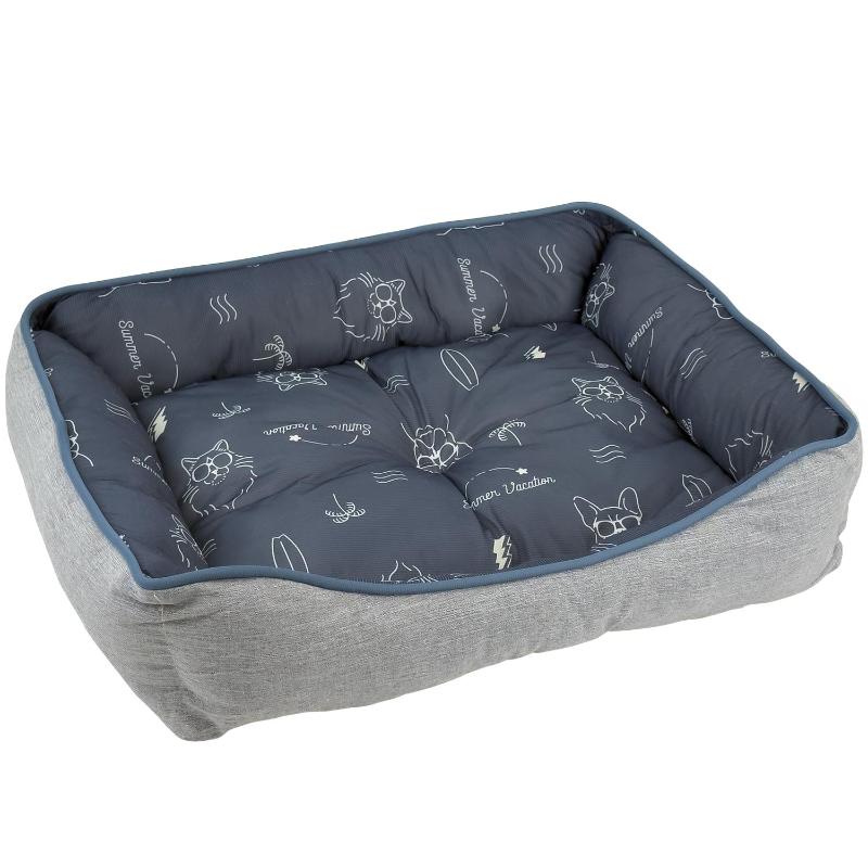 ［ドギーマンハヤシ］クールズ スクエアベッドM サマーライド ひんやりネイビー