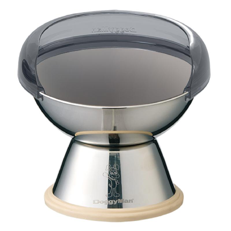 ［ドギーマンハヤシ］飲み水・フードの飛び散り防止カバー ドームタイプ＆ステンレスのテーブル食器 犬用 M