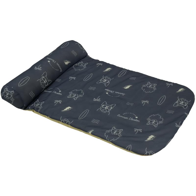 ［ドギーマンハヤシ］クールズ 枕付きマット サマーライド ひんやりネイビー