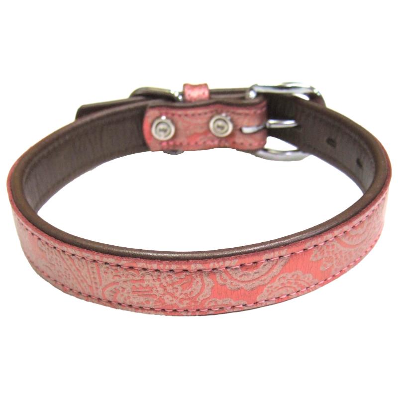 【アウトレット】［岡野製作所］ペーズリーレザーカラー ＃21 レッド