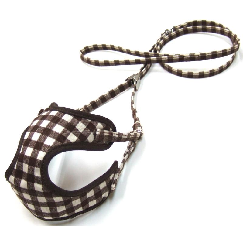 【アウトレット】[岡野製作所]コットンチェックソフトハーネスリード SS ブラウン