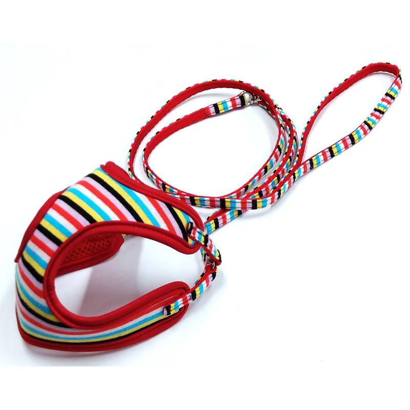 【アウトレット】［岡野製作所］ストライプソフトハーネスリードSS マルチレッド