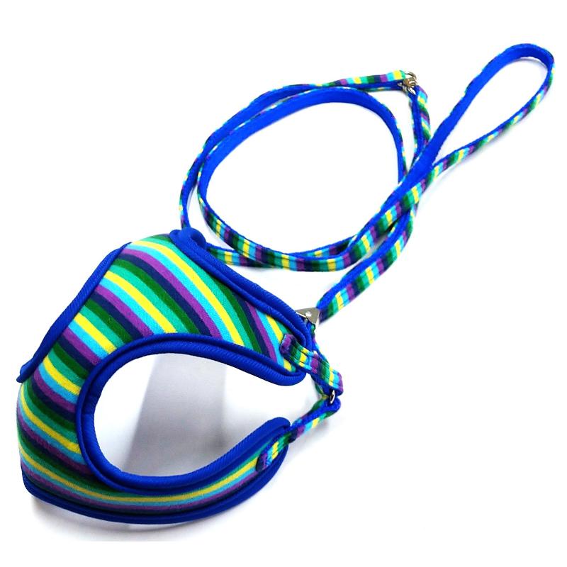 【アウトレット】［岡野製作所］ストライプソフトハーネスリードSS マルチブルー