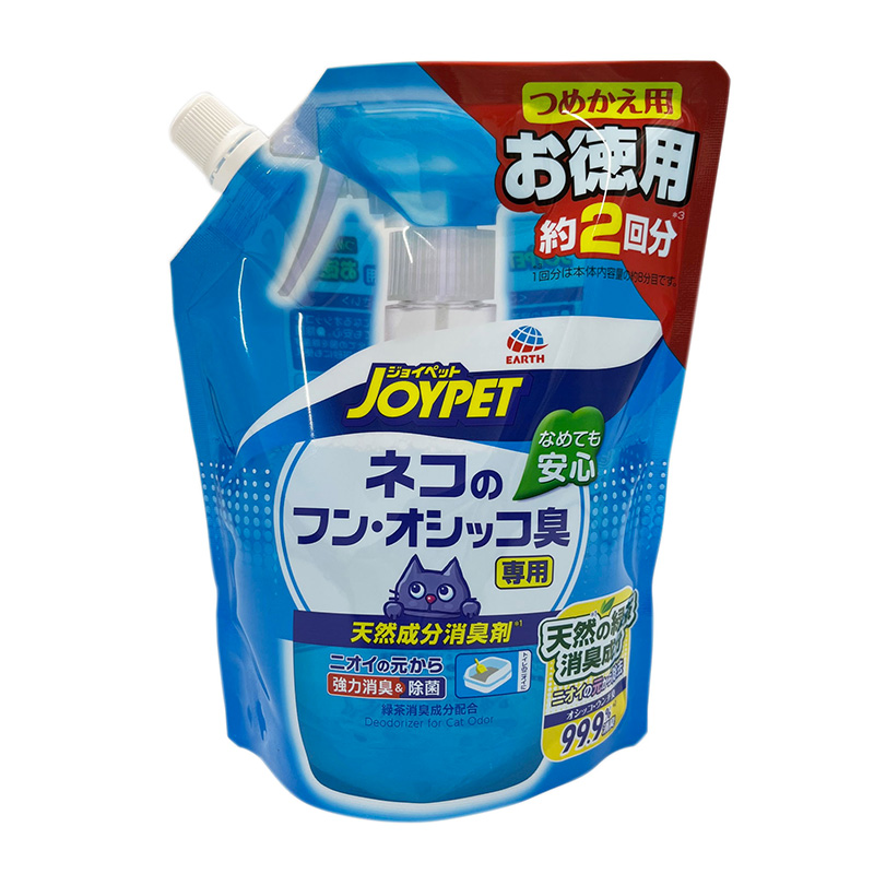 [アース・ペット] JOYPET 天然成分消臭剤ネコのフン・オシッコ臭専用 つめかえ用お徳用 450ml　【メーカーフェア】