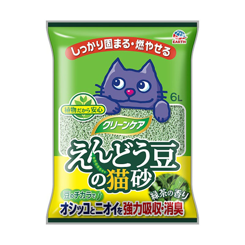 [アース・ペット] クリーンケア えんどう豆の猫砂 緑茶の香り 6L　【メーカーフェア】