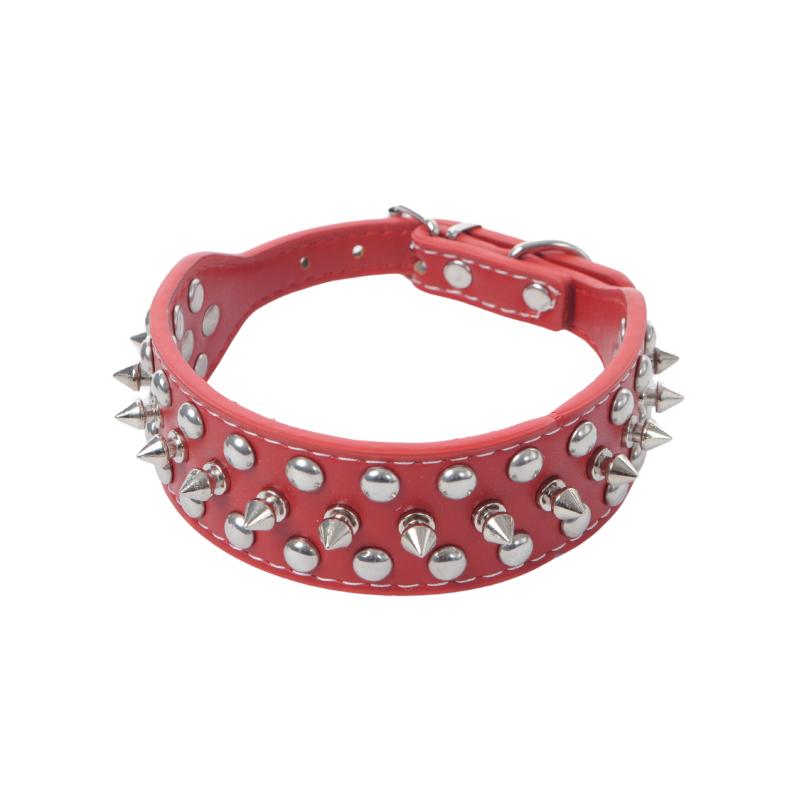 ［神戸工房］ワイルドスパイク首輪 L レッド