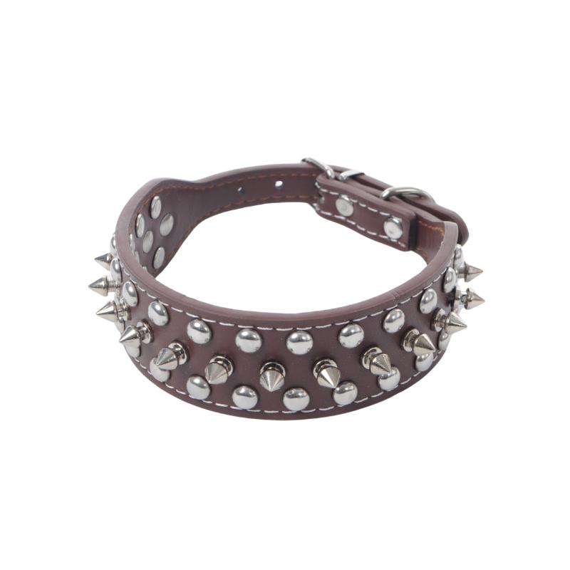 ［神戸工房］ワイルドスパイク首輪 L ブラウン